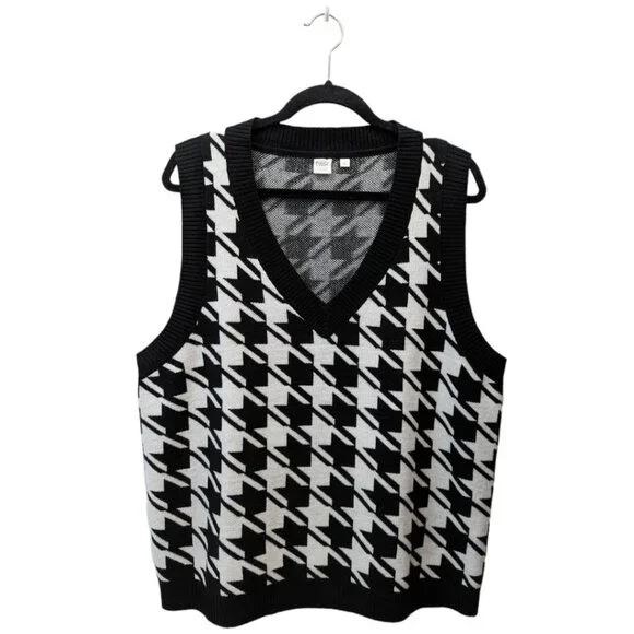 twik Jackets Coats Twik Black And White Houndstooth Sweater